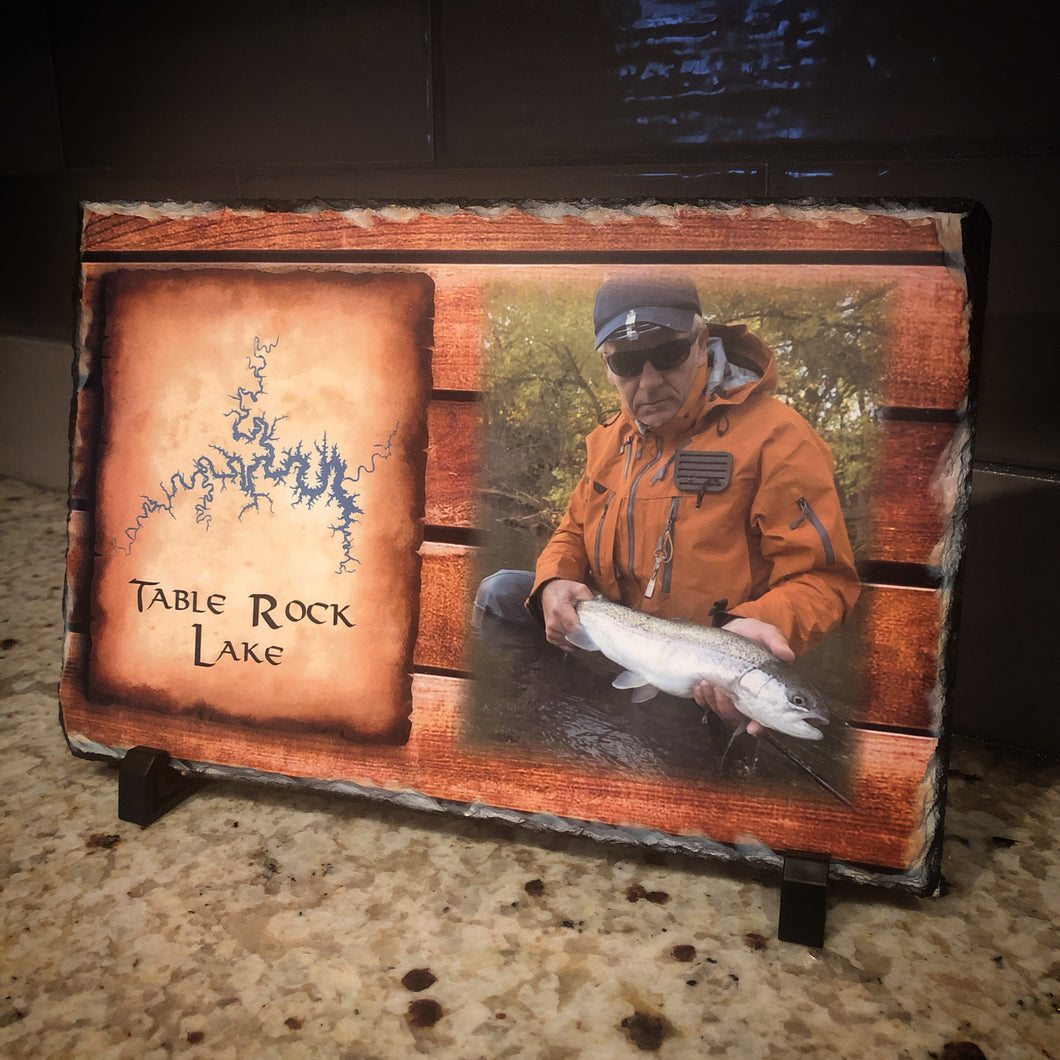 Lake Map with Photo - Photo Slate