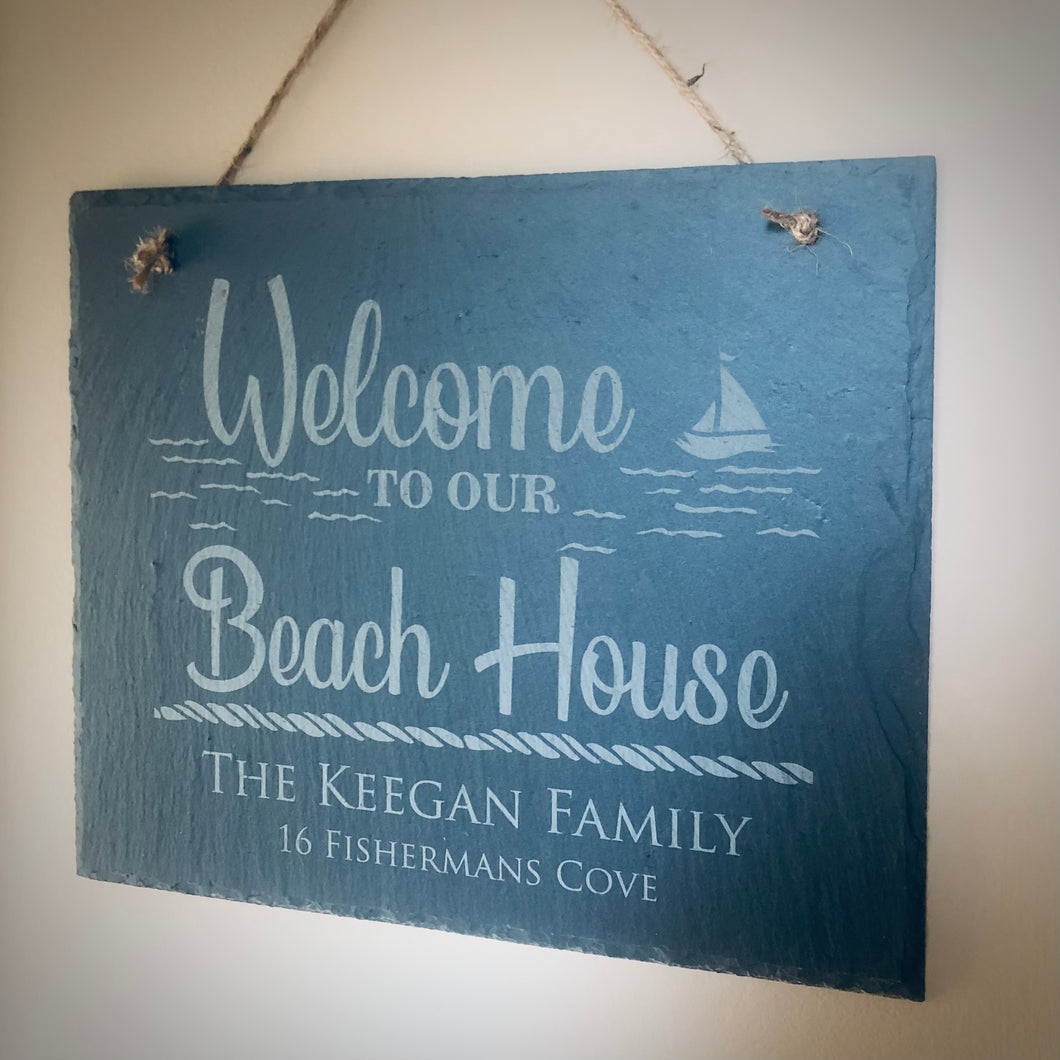 Slate Plaque - Welcome to our Beach House