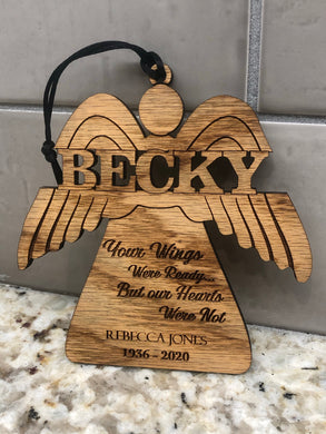 Angel Memorial Ornament - Red Oak