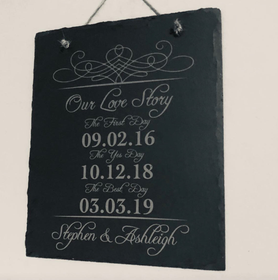 Slate Plaque - Our Love Story